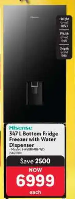 Makro Hisense 347 L Bottom Fridge Freezer with Water Dispenser offer