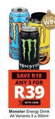 Checkers MONSTER ENERGY DRINK offer