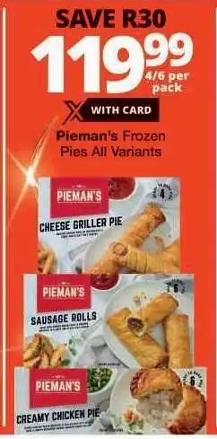 Checkers Pieman's Frozen Pies All Variants offer