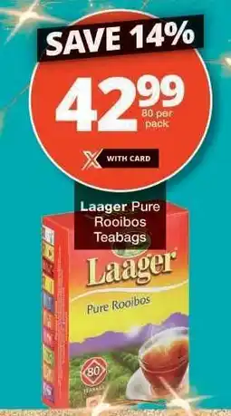 Checkers Laager Pure Rooibos Teabags offer