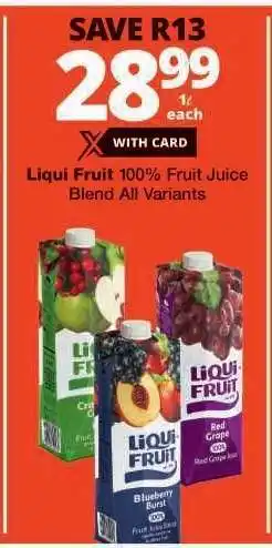 Checkers Liqui Fruit 100 % Fruit Juice Blend offer