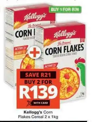 Checkers Kellogg's Corn Flakes Cereal 2 x 1kg offer