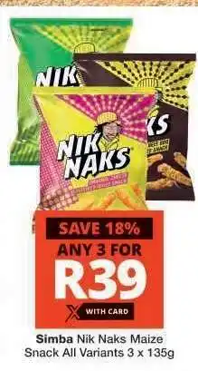 Checkers Simba Nik Naks Maize Snack offer