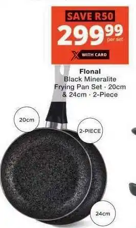 Checkers Flonal Black Mineralite Frying Pan Set offer