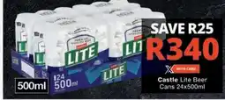 Checkers Castle Lite Beer Cans 24x500ml offer