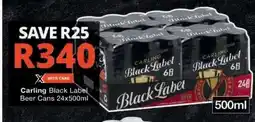 Checkers Carling Black Label Beer Cans 24x500ml offer