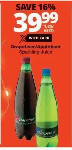 Checkers Grapetiser/Appletiser Sparkling Juice offer