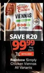 Checkers Rainbow Simply Chicken Viennas offer