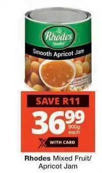 Checkers RHODES MIXED FRUIT/APRICOT JAM offer
