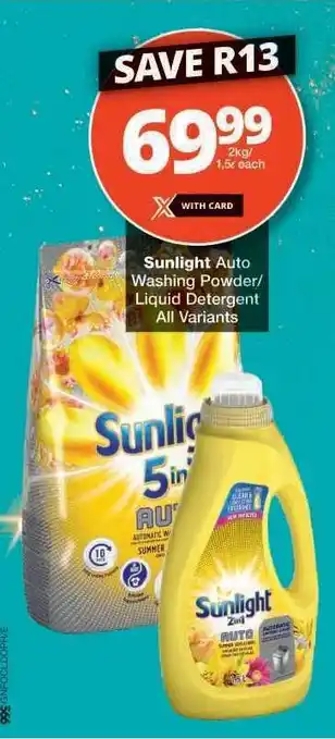 Checkers Sunlight Auto Washing Powder/Liquid Detergent offer