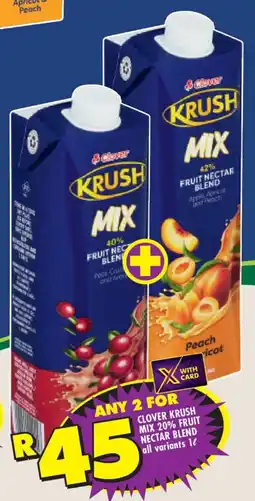 Shoprite Clover krush mix 20% fruit nectar blend offer