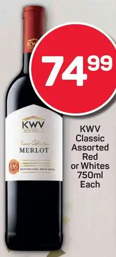 Pick n Pay KWV Classic Assorted Red or Whites offer