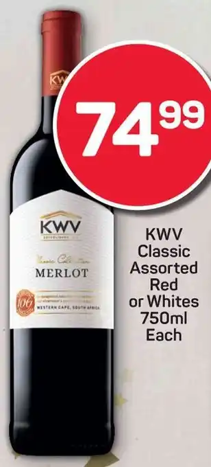 Pick n Pay KWV Classic Assorted Red or Whites offer