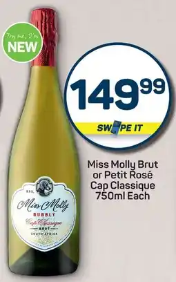 Pick n Pay Miss Molly Brut or Petit Rosé Cap Classique offer
