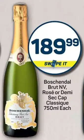 Pick n Pay Boschendal Brut NV, Rosé or Demi Sec Cap Classique offer