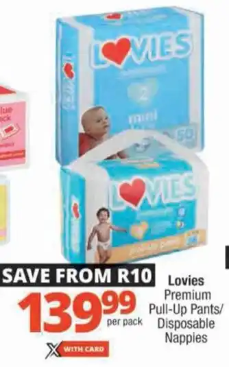 Checkers Lovies Premium Pull-Up Pants/ Disposable Nappies offer