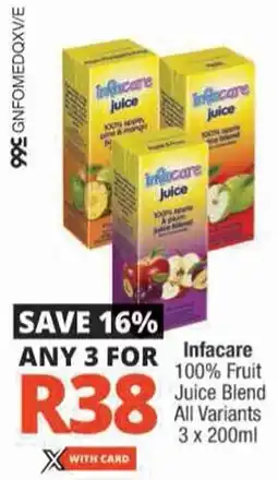 Checkers Infacare 100% Fruit Juice Blend All Variants offer