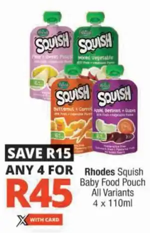 Checkers Rhodes Squish Baby Food Pouch All Variants offer