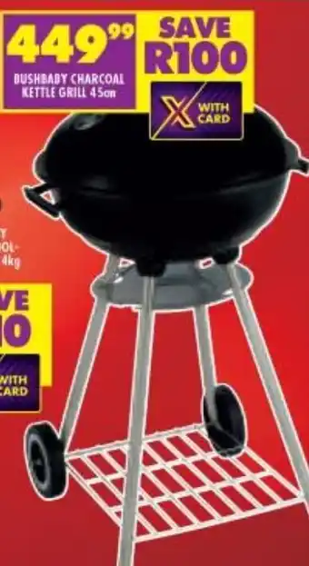 Shoprite Bushbaby Charcoal Kettle Grill 45cm offer