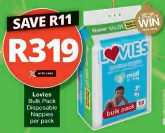 Checkers Hyper Lovies Bulk Pack Disposable Nappies offer