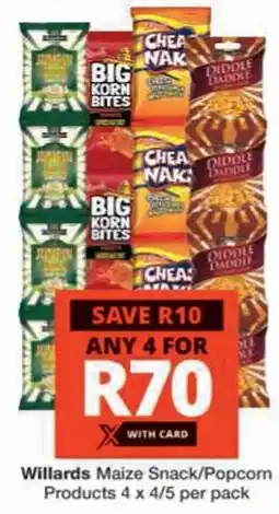 Checkers Hyper Willards Maize Snack/ Popcorn Products offer