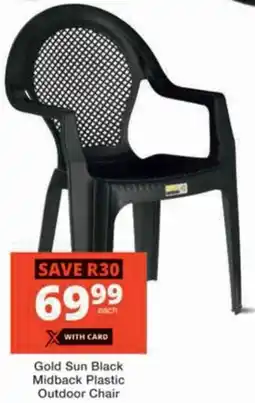 Checkers Hyper Gold Sun Black Midback Plastic Outdoor Chair offer
