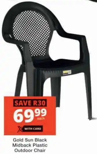 Checkers Hyper Gold Sun Black Midback Plastic Outdoor Chair offer
