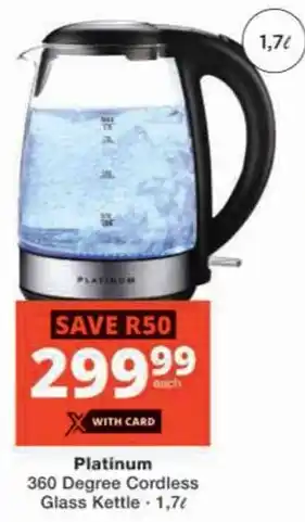 Checkers Hyper Platinum 360 Degree Cordless Glass Kettle offer