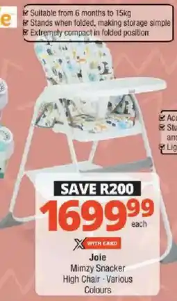Checkers Joie Mimzy Snacker High Chair offer