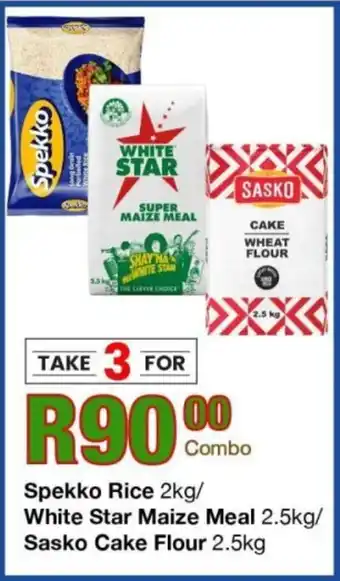 Take 'n Pay Spekko Rice/ White Star Maize Meal/ Sasko Cake Flour offer