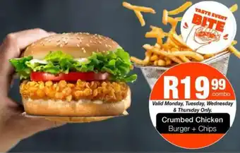 Take 'n Pay Crumbed Chicken Burger + Chips offer