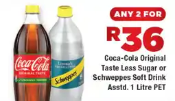 OK Foods Coca-Cola Original Taste Less Sugar or Schweppes Soft Drink offer