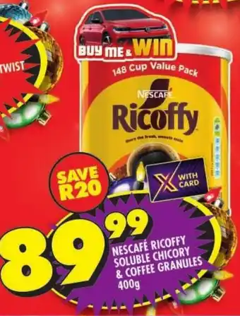 Shoprite Nescafé ricoffy soluble chicory & coffee granules offer