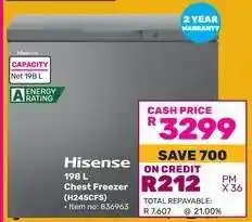 Game Hisense 198 L Chest Freezer H245CFS offer