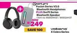 Game Amplify Fusion Series V3.0 Bluetooth Headphones PLUS Swift Series Bluetooth Speaker offer