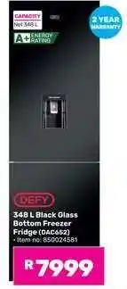 Game DEFY 348 L Black Glass Bottom Freezer Fridge (DAC652) offer
