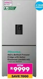 Game Hisense 463 L Bottom Freezer Fridge with Water Dispenser (H610BS-WD) offer
