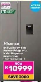 Game Hisense 541 L Side-by-Side Freezer Fridge with Water Dispenser offer