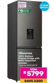 Game Hisense 323 L Bottom Freezer Fridge with Water Dispenser (H425BI) offer
