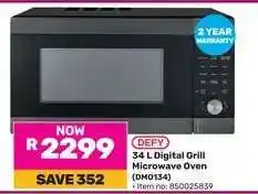 Game DEFY 34 L Digital Grill Microwave Oven offer
