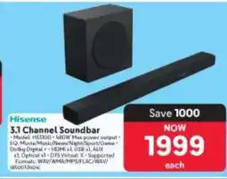 Makro Hisense 3.1 Channel Soundbar offer