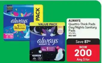 Makro ALWAYS Quattro Thick Pads Day/Nights Sanitary Pads offer