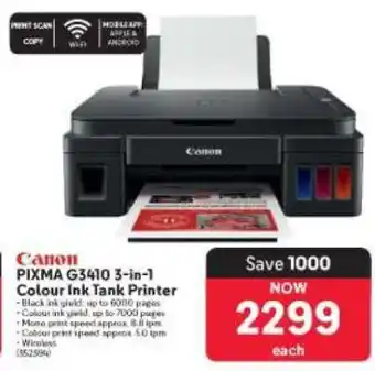 Makro Canon PIXMA G3410 3-in-1 Colour Ink Tank Printer offer