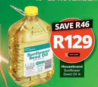 Checkers Housebrand Sunflower Seed Oil 4L offer