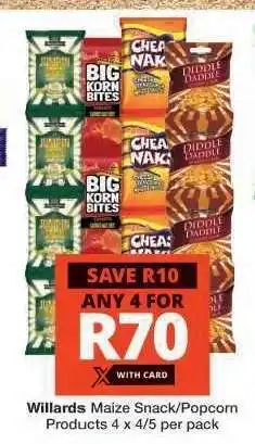 Checkers Willards Maize Snack/Popcorn Products offer