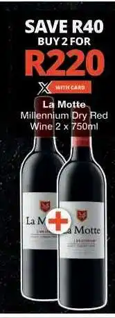 Checkers La Motte Millennium Dry Red Wine 2 x 750ml offer