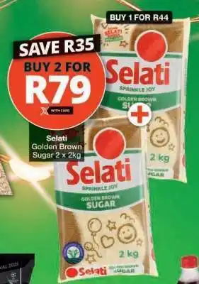 Checkers Selati Golden Brown Sugar 2 x 2kg offer