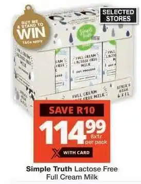 Checkers Simple Truth Lactose Free Full Cream Milk offer