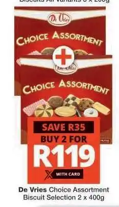 Checkers De Vries Choice Assortment Biscuit Selection 2 x 400g offer