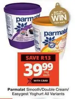 Checkers Parmalat Smooth/Double Cream/Easygest Yoghurt offer